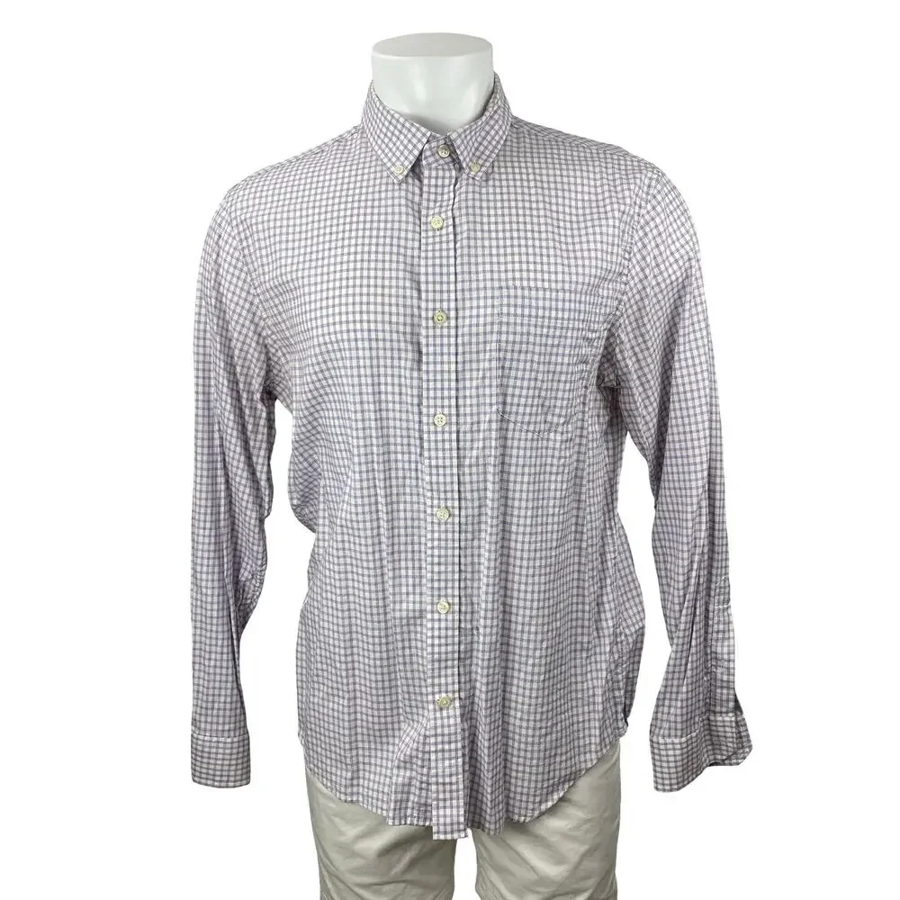 Banana Republic Men's Plaid Check Collared Long Sleeve Button Down Shirt Top L